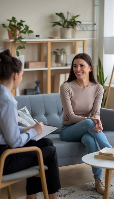 Psychiatrist warmly greeting a patient